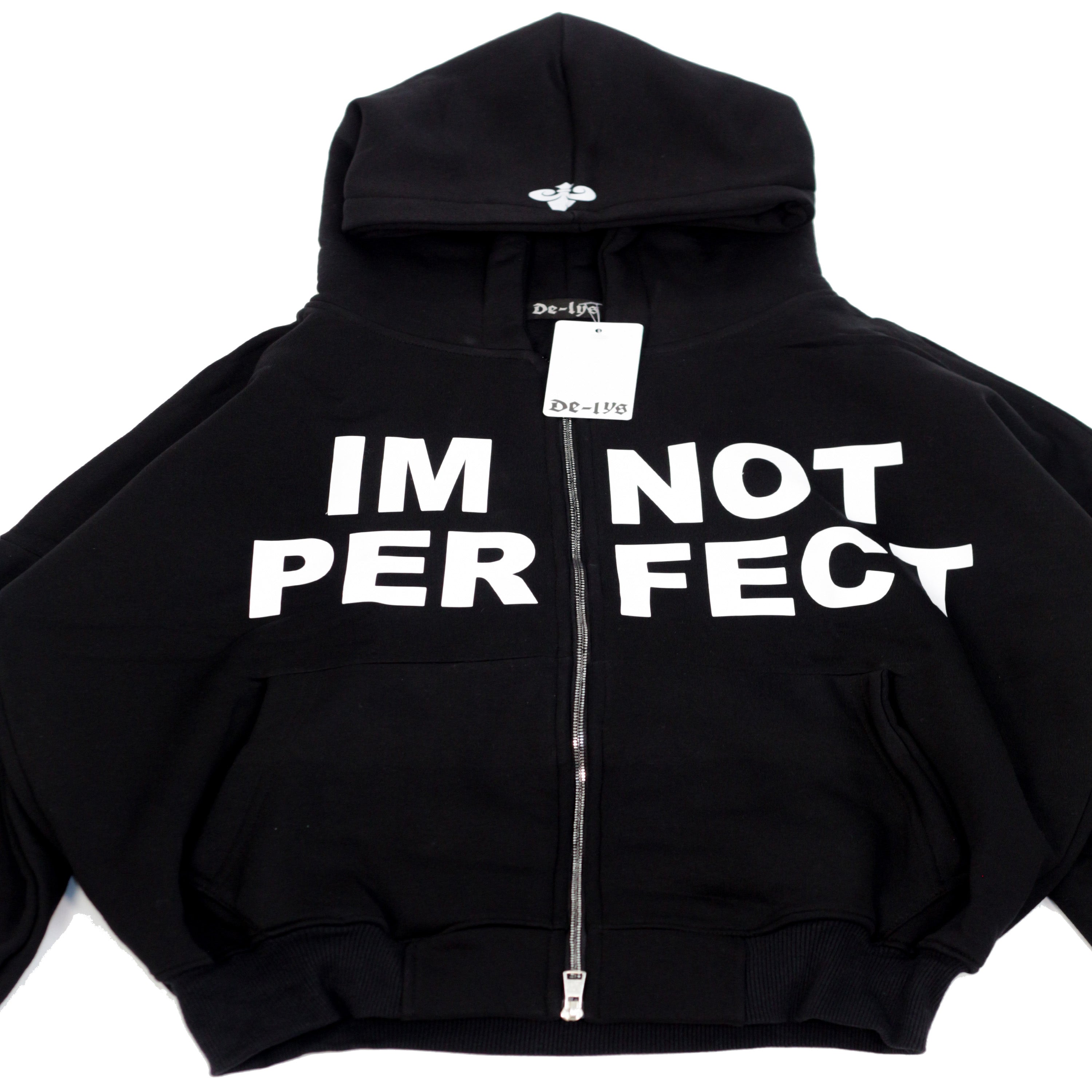 W4 2zippers I'm not perfect hoodie