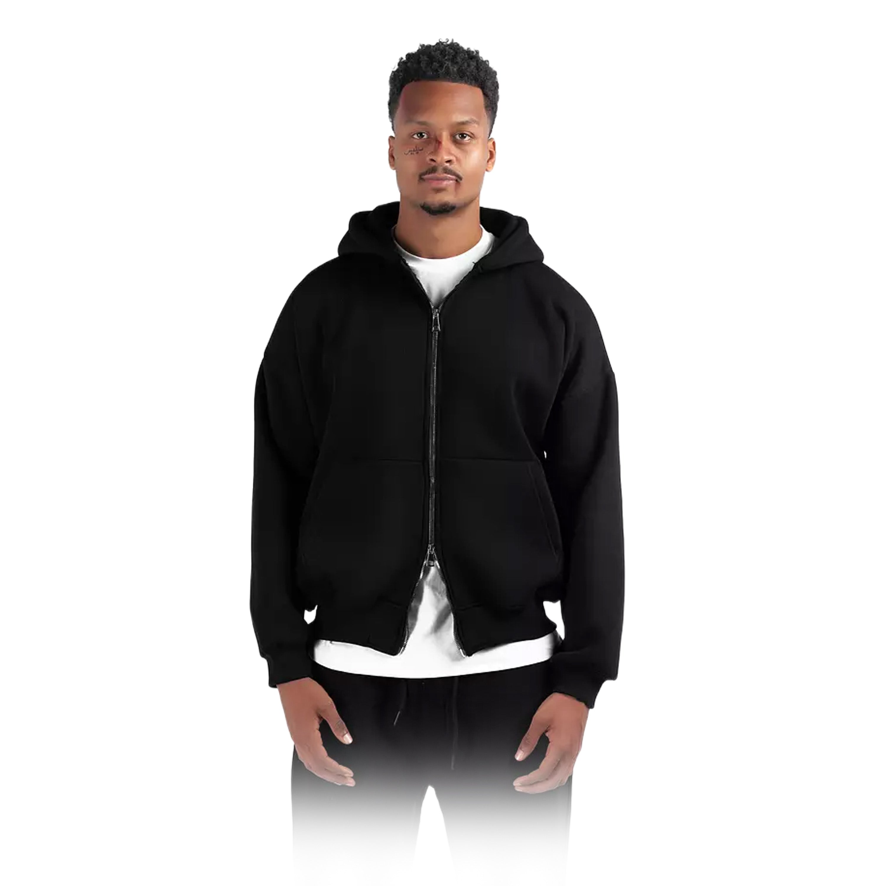 W4 2zippers Basic hoodie