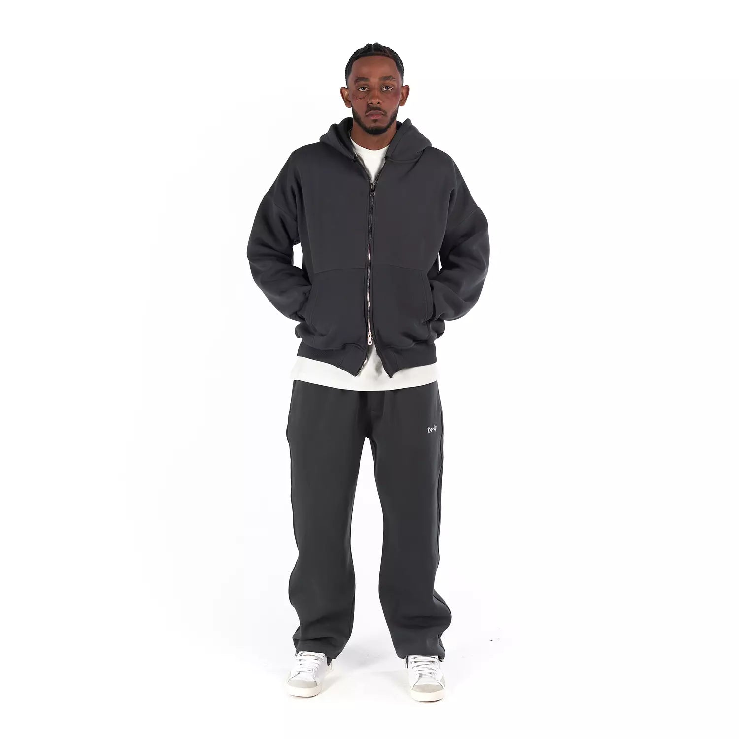 W4 2zippers Basic hoodie