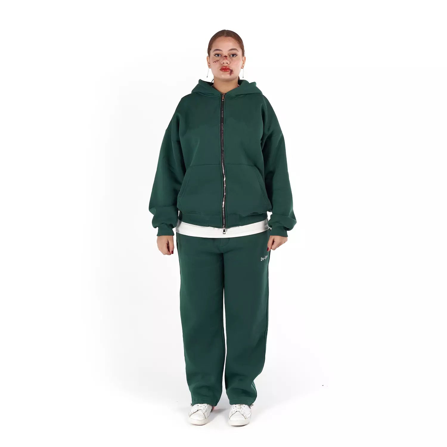 W4 2zippers Basic hoodie